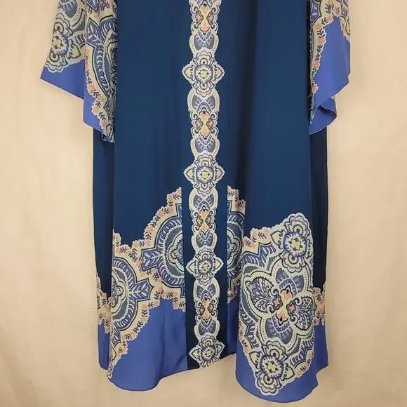 New Chico's seaport blue popover kaftan midi dress Size XXL Boho Lagenlook - Picture 6 of 11